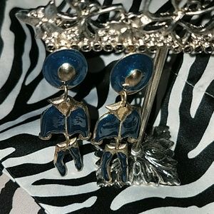 Vintage blue cowboy earrings
