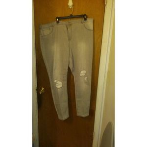 Lane Bryant grey distressed skinny jeans
