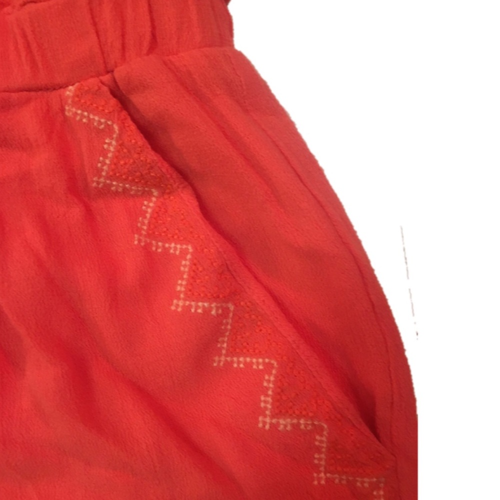 SOLD  -Skies are blue  lined coral romper - Picture 2 of 5