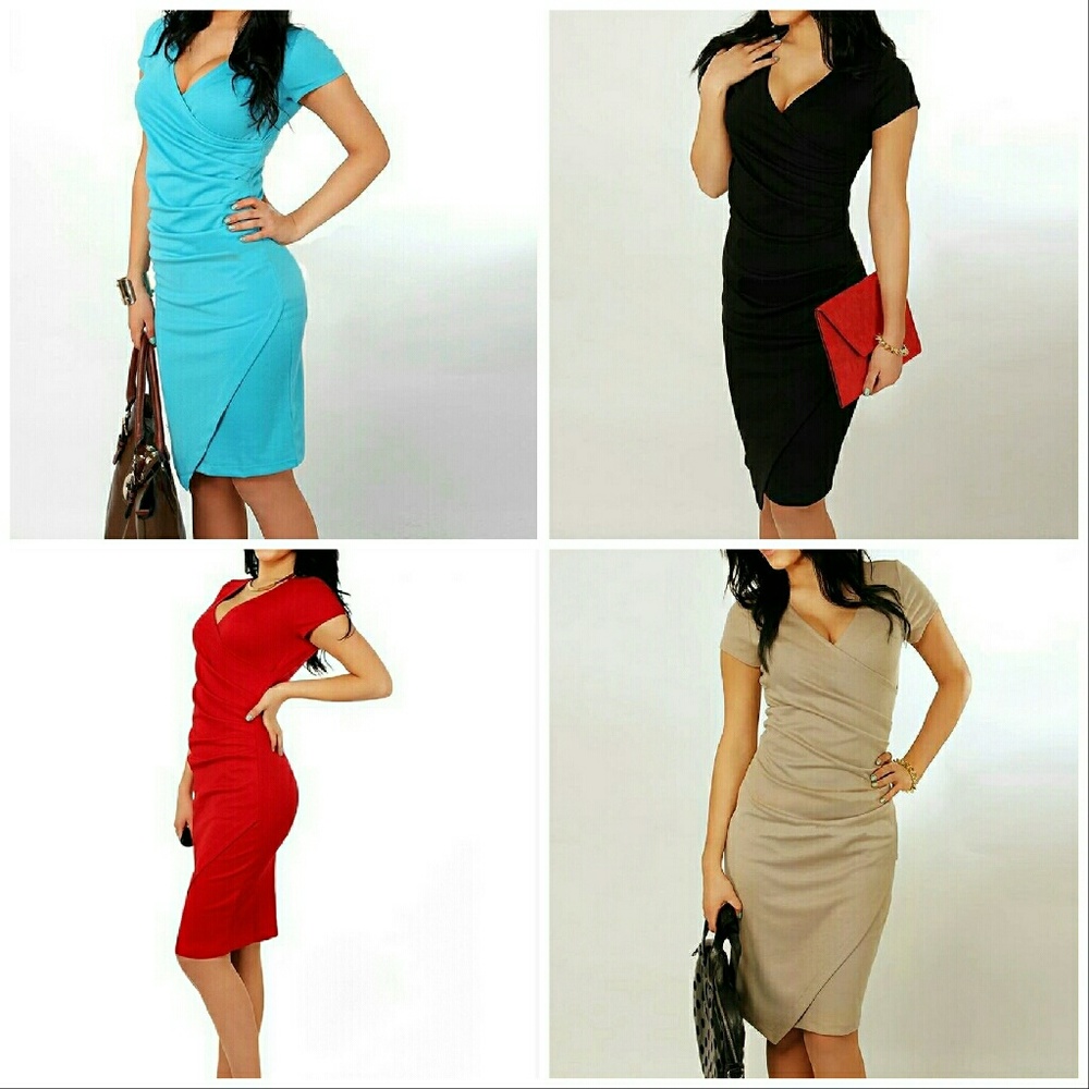 Women's professional black blue beige red dress