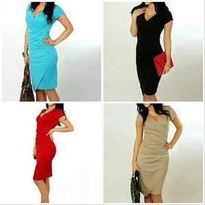 Women's professional black blue beige red dress