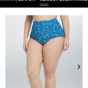 Pineapple print ruched high waist swim bottom