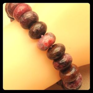 Red Picture Jasper button large bead bracelets