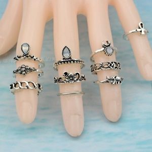 10PC/Set Women Punk Vintage Knuckle Rings