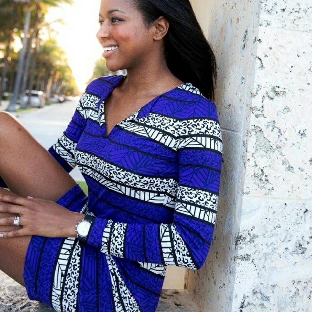 Long sleeve print DVF dress
