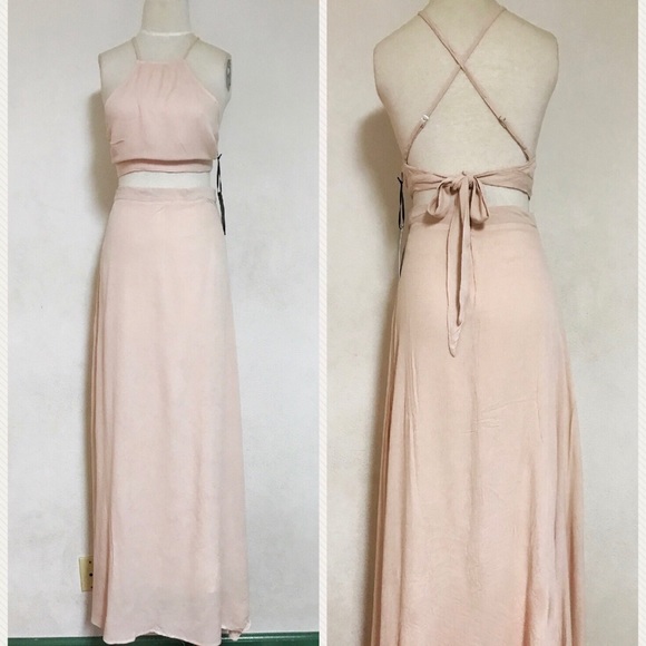 2 piece halter backless cross strap maxi boho set - Picture 3 of 4