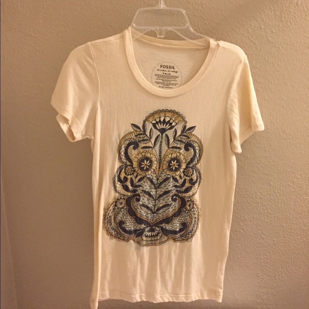 Fossil Beaded Owl graphic tee