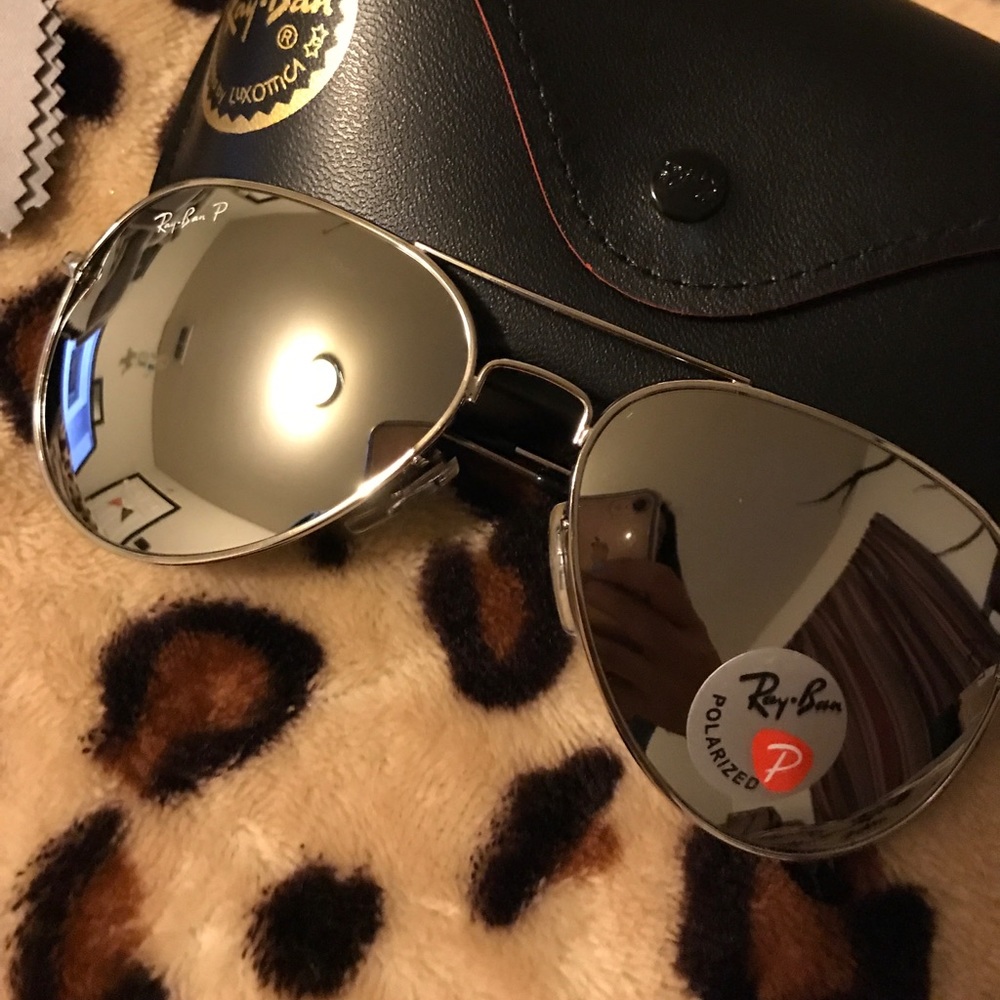 RayBan polarized sunglasses- silver lens and frame
