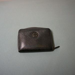 TORY BURCH Gray Hologram 'Robinson' Zip Coin Case