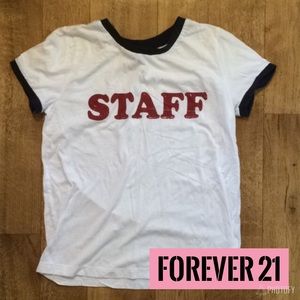😎Forever 21 Staff Ringer Tee•Size Medium