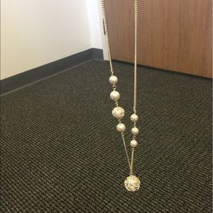 chanel glass pearl long necklace