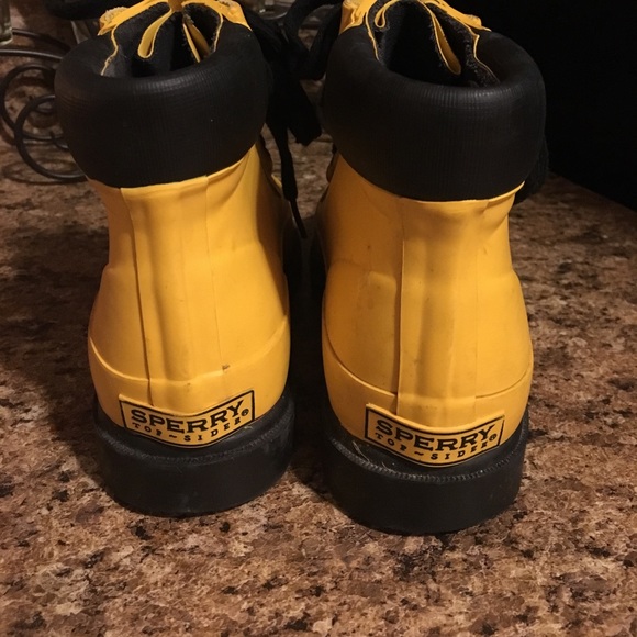 sperry yellow rain boots