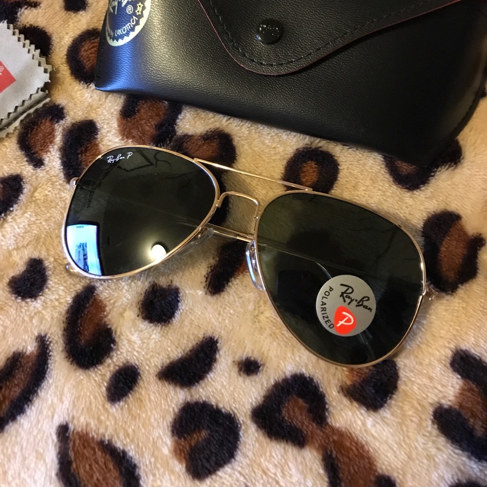 RayBan polarized sunglasses- green lens/gold frame