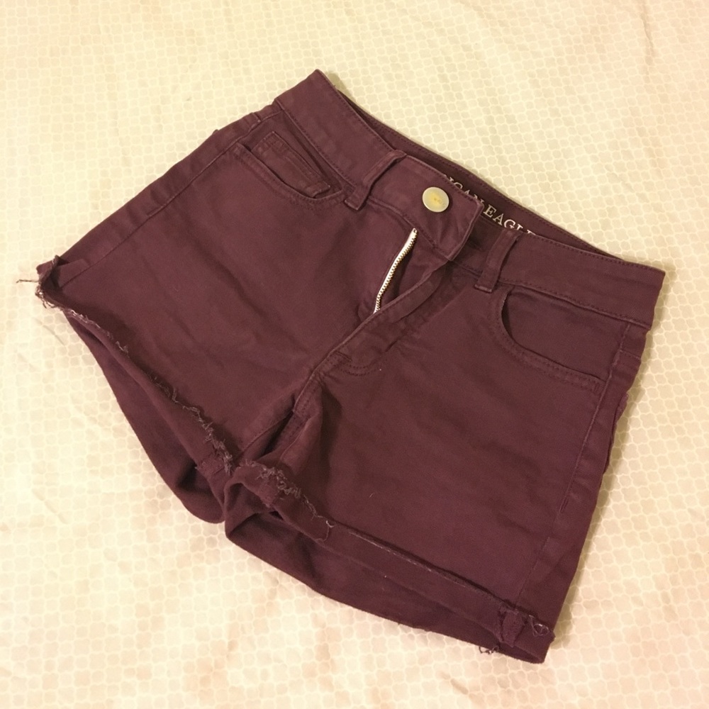 American Eagle Burgundy High Rise Shortie 00