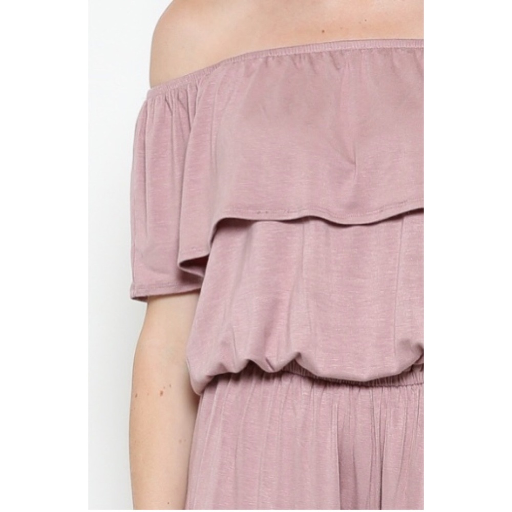 ❗️CLOSING SALE❗️Mauve Off Shoulder Knit Romper - Picture 3 of 5