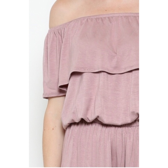 ❗️CLOSING SALE❗️Mauve Off Shoulder Knit Romper - Picture 3 of 5