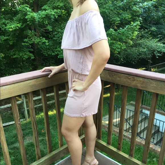 ❗️CLOSING SALE❗️Mauve Off Shoulder Knit Romper - Picture 4 of 5