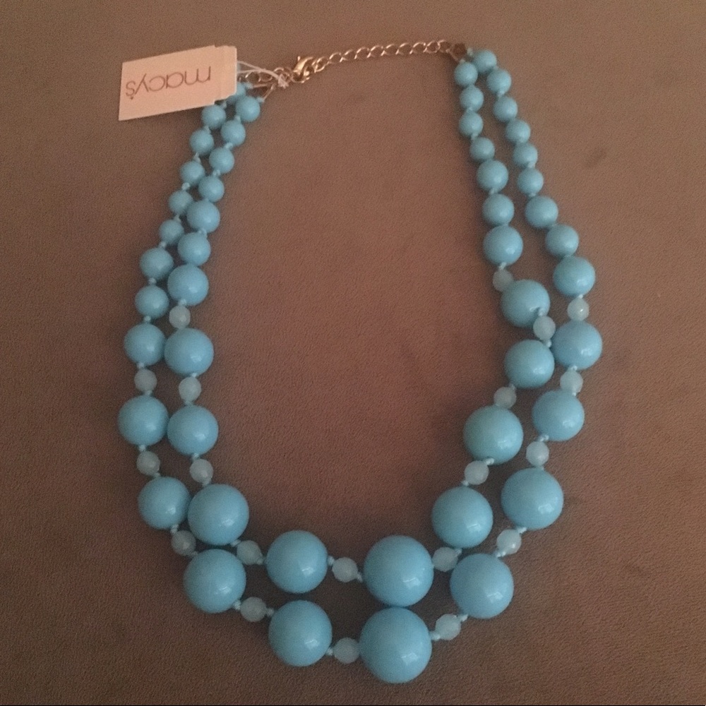 Blue Beaded Double Strand Necklace