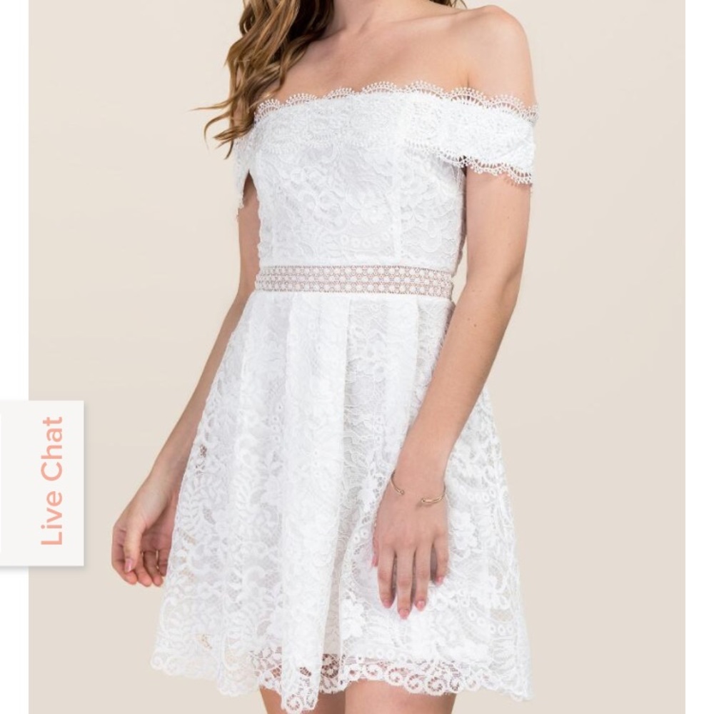 Francescas White A-Line "Addie" lace crochet dress