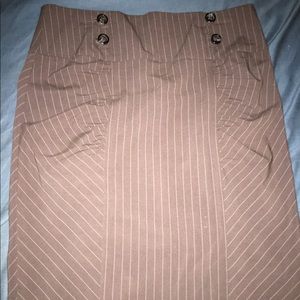 Brown pinstripe office skirt
