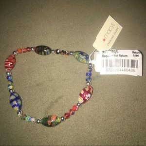 Multicolor Glass and Sterling Silver Bead Bracelet