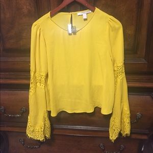 Mustard bell sleeved top