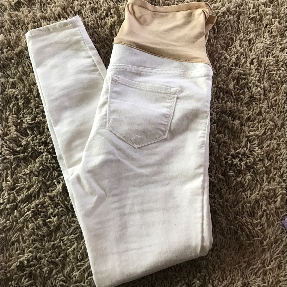 Old Navy Rockstar white skinny Maternity Jeans