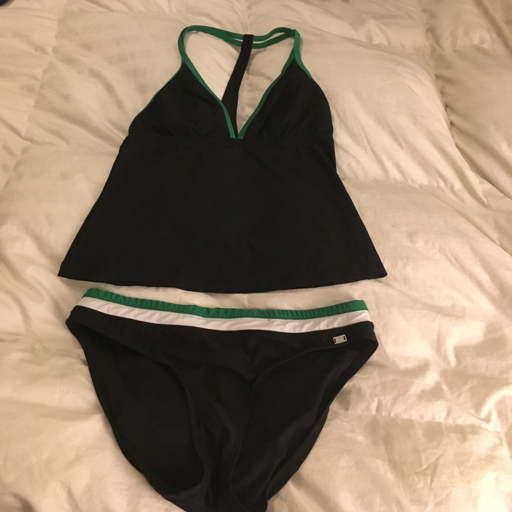 JAG black, green and white tankini