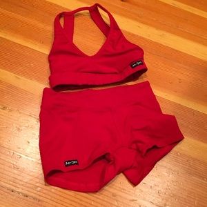 Jo+Jax Tri crop top bra and hot shorts set