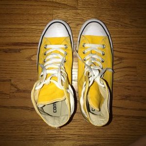 Yellow converse high tops, worn once