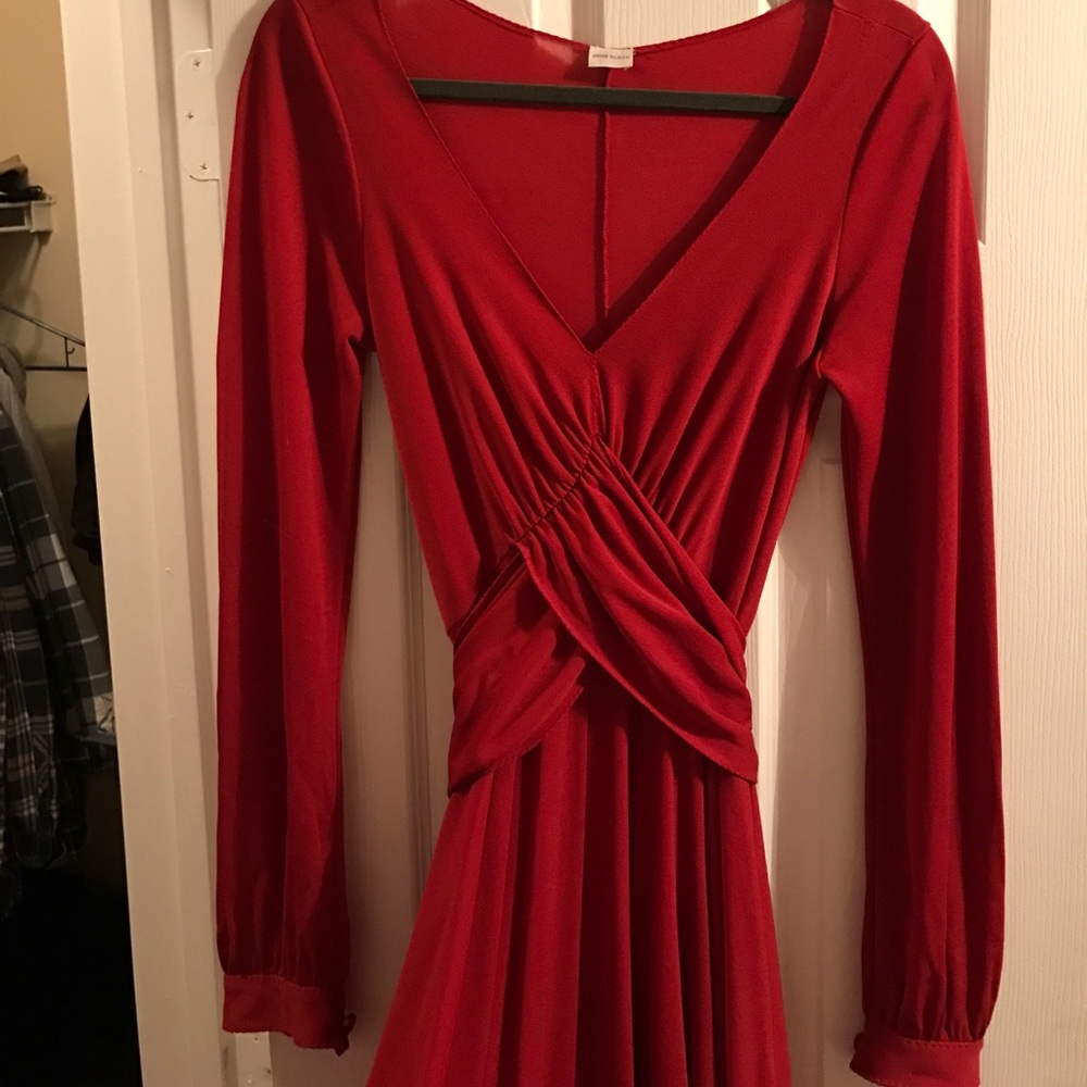 Vintage Red Long Sleeve Dress
