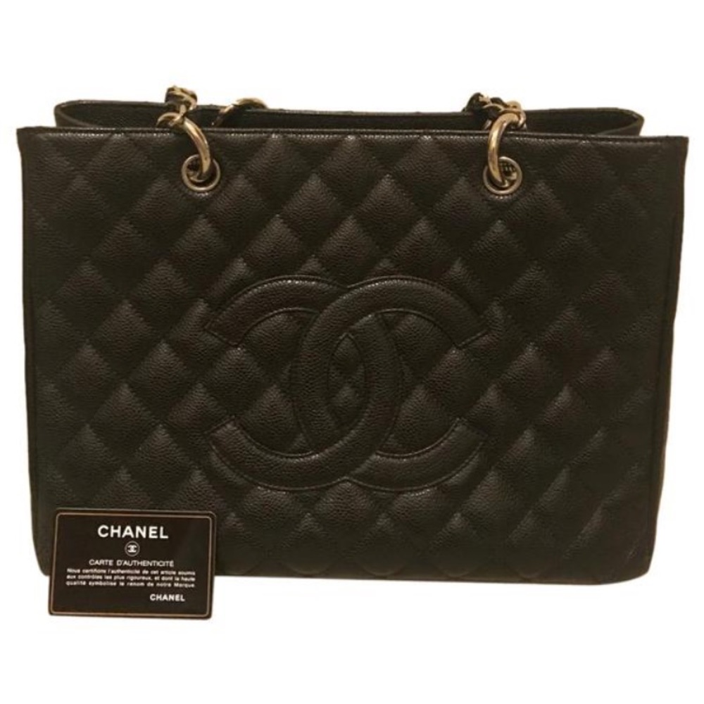 Authentic CHANEL GST size medium silver hardware