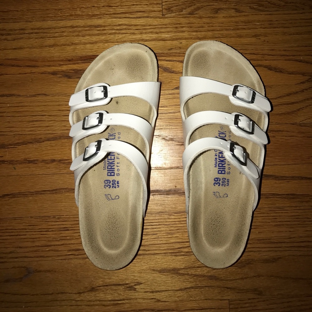 White Florida soft bed Birkenstocks.