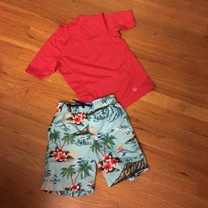 Landsend boys trunks and rashguard set