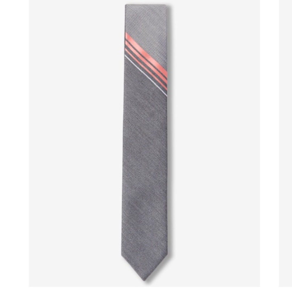 Gray express tie coral stripe
