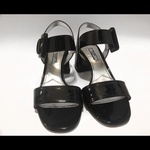 Prada patent leather black sandals 55mm