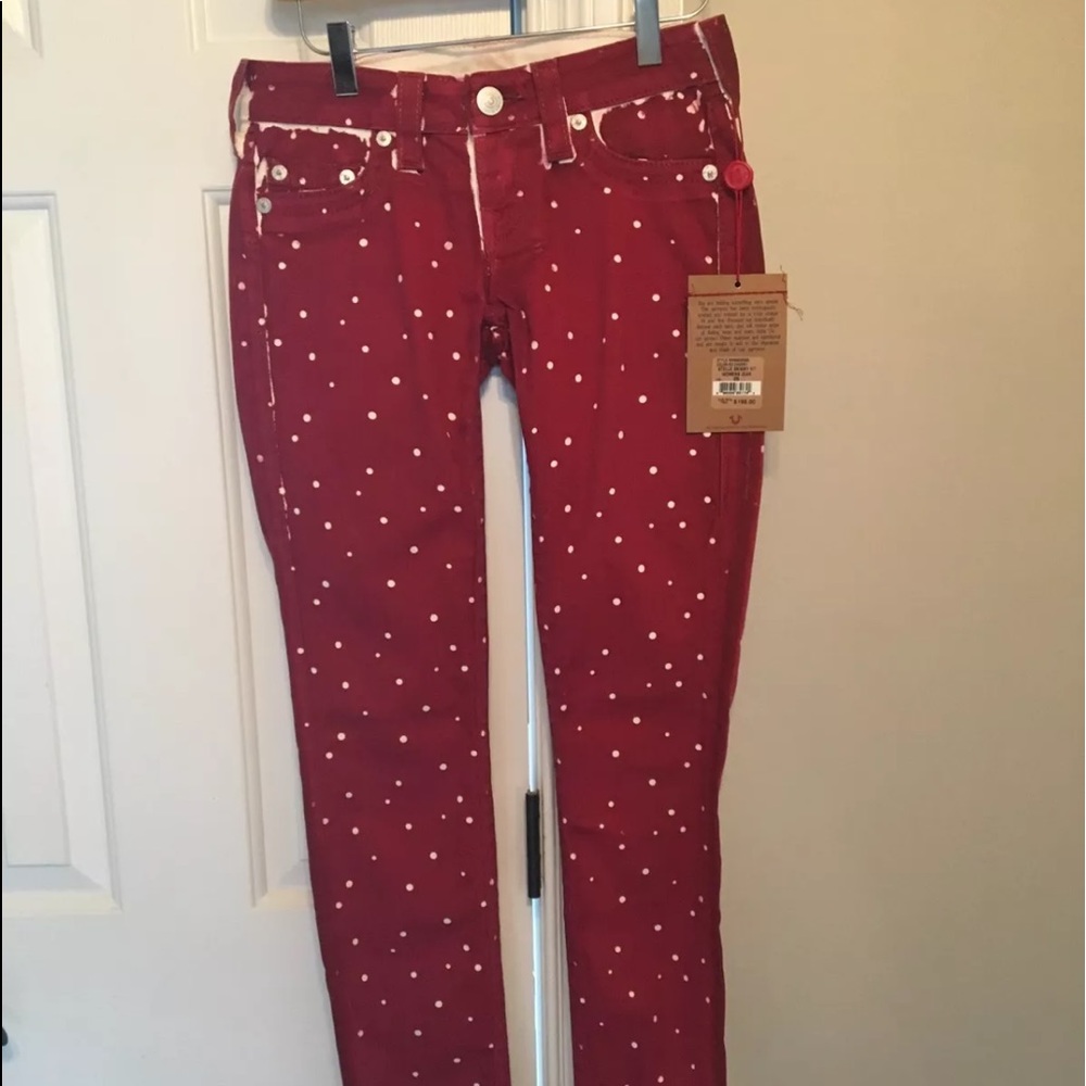 NWT True Religion Stella Polka Dot Jeans Sz 25