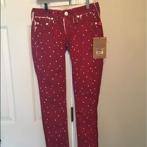 NWT True Religion Stella Polka Dot Jeans Sz 25