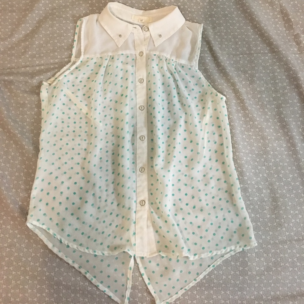 Sheer Mint Green Polka Dot Blouse