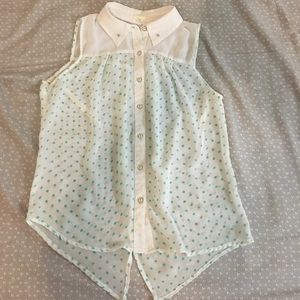 Sheer Mint Green Polka Dot Blouse