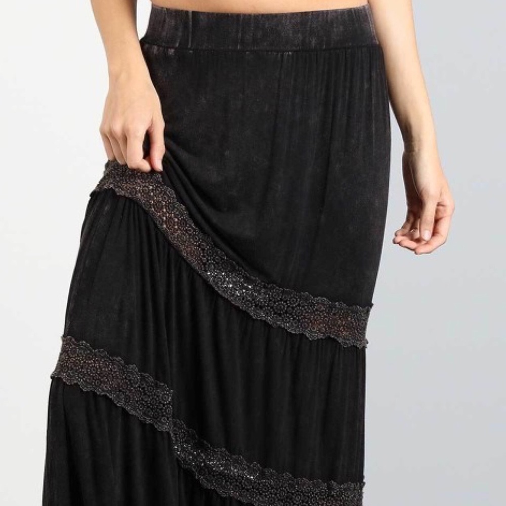 FLASH SALE BLACK MINERAL WASHED MAXI SKIRT - Picture 5 of 5