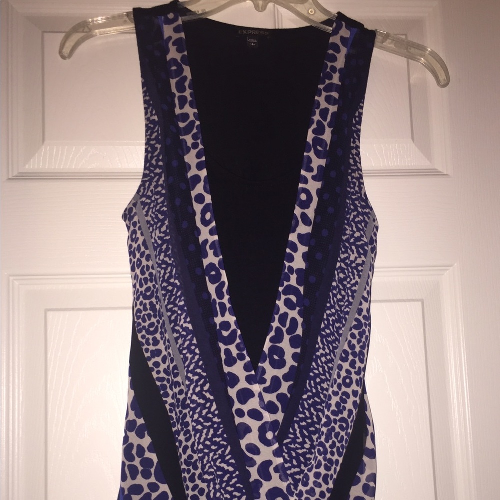 Express Black Tank Covered by a Sheer Print Layer