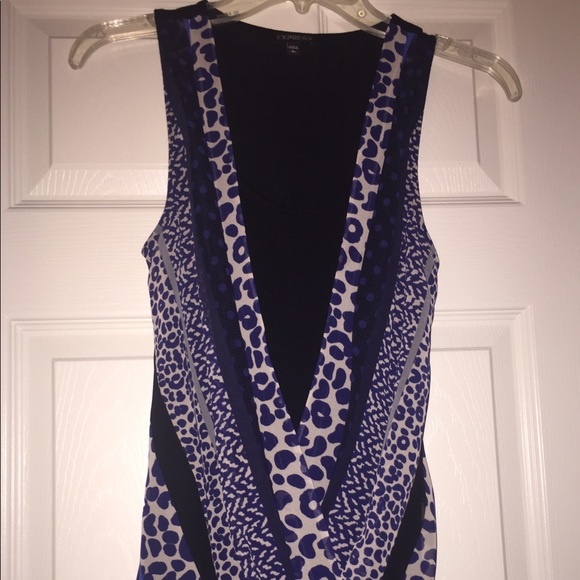 Express Black Tank Covered by a Sheer Print Layer - Picture 1 of 5