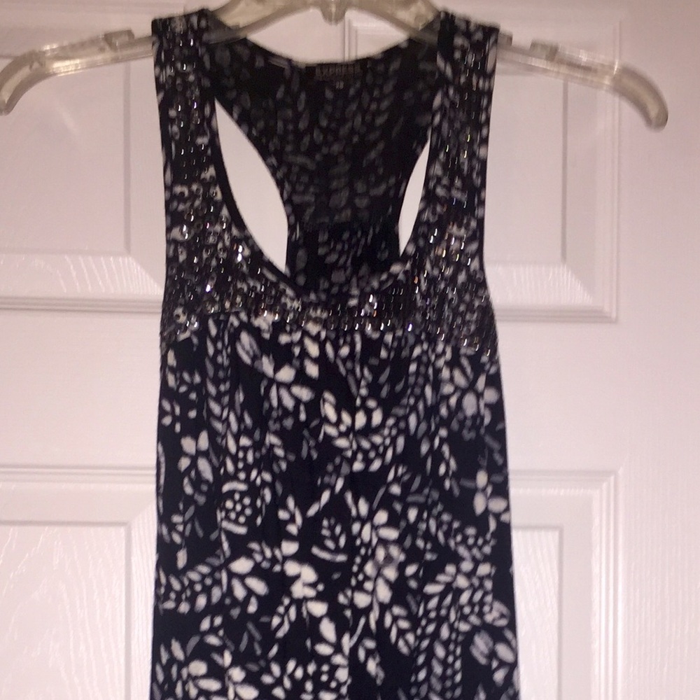 Express Racerback Embellished Printed Tank. Small.