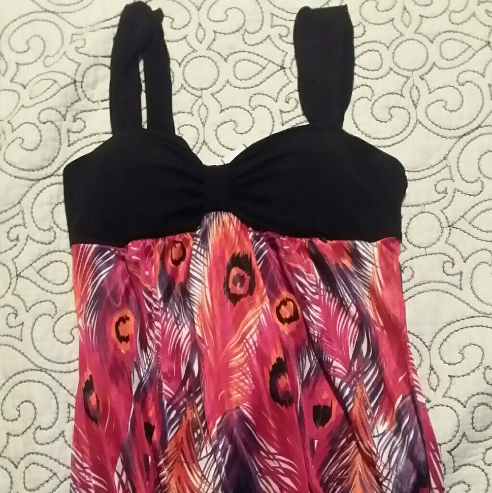 Peacock pink pattern dress