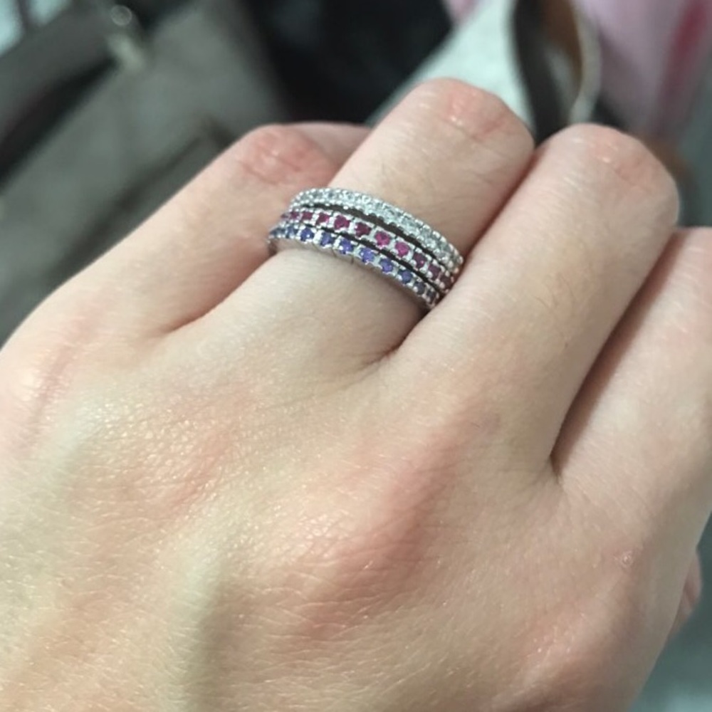 PINK ETERNITY WEDDING BAND RING - Picture 3 of 5