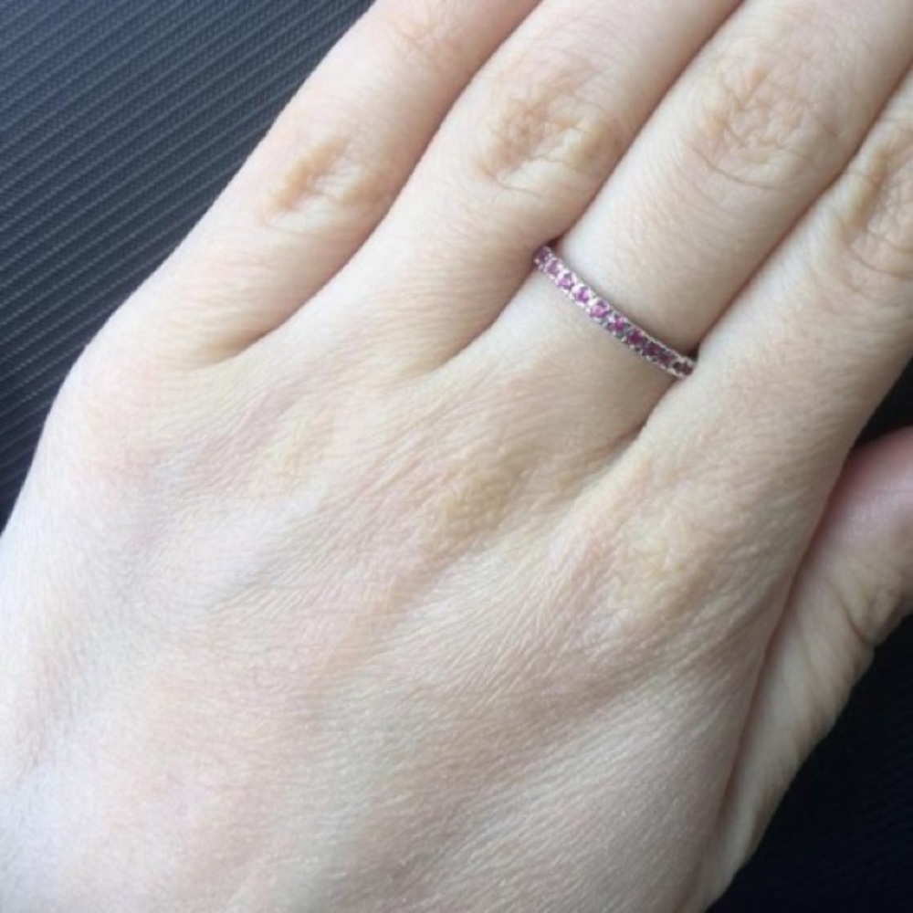 PINK ETERNITY WEDDING BAND RING - Picture 4 of 5