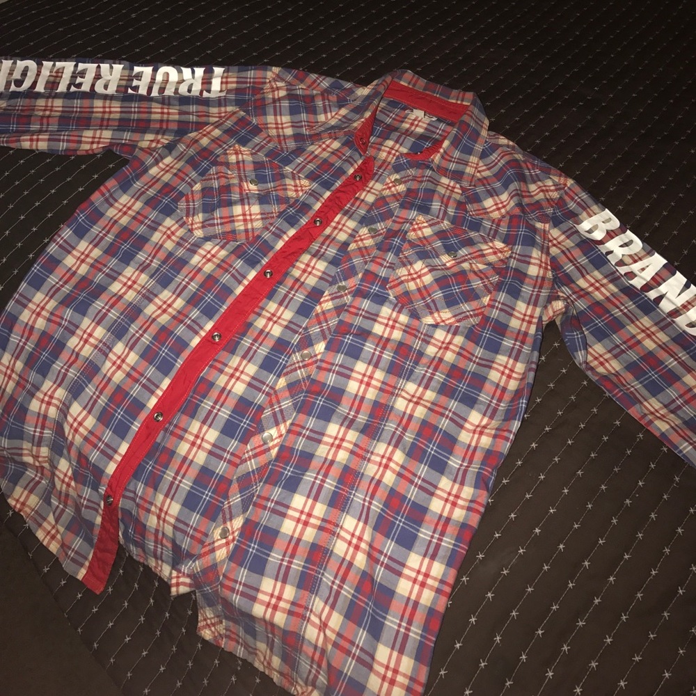 Authentic True Religion Plaid Collared Shirt