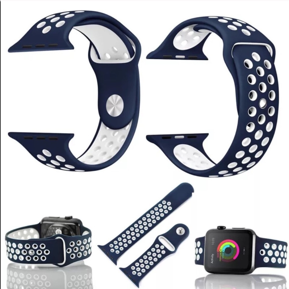 UNISEX APPLE WATCH BANK. NAVY BLUE AND WHITE