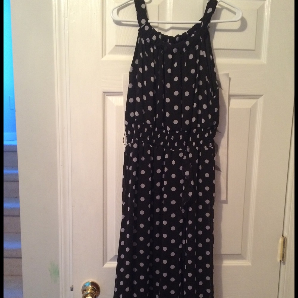 Polka dot midi-length sun dress